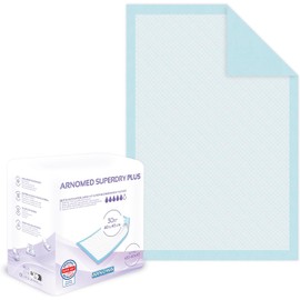 ARNOMED Hospital Pads 60x40 cm – 30-Pack Disposable 5-Layer Incontinence Pads & Changing Mats – Super Absorbent Cellulose Bed Pads for Adults, Elderly, and Babies – Leakproof & Skin-Friendly