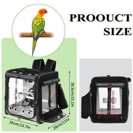 Sanmoncare Bird Carrier for Car Travel with Seat Belt, Indestructible Stainless Steel Mesh Parrot Backpack Travel Cage