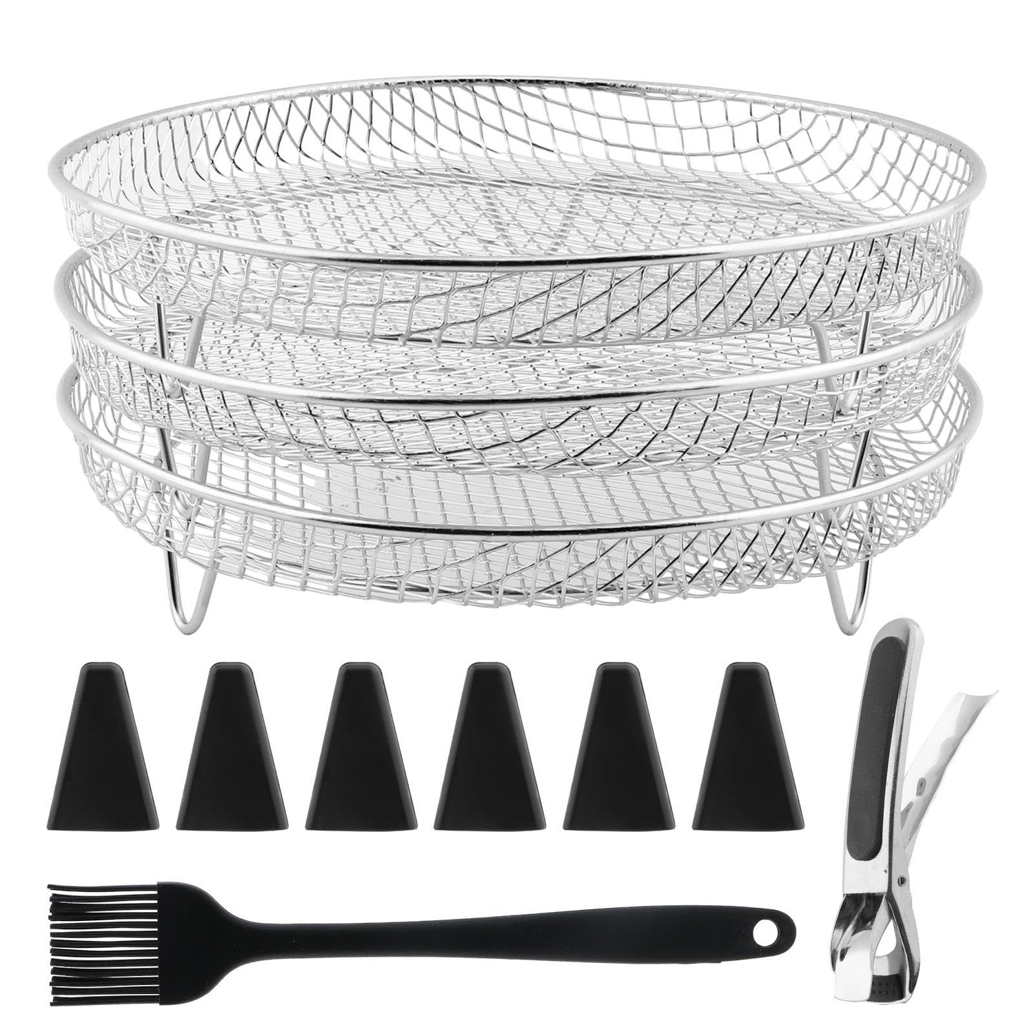 Air Fryer Accessories, 3 Layer Stackable Dehydration Racks, Stainless ...