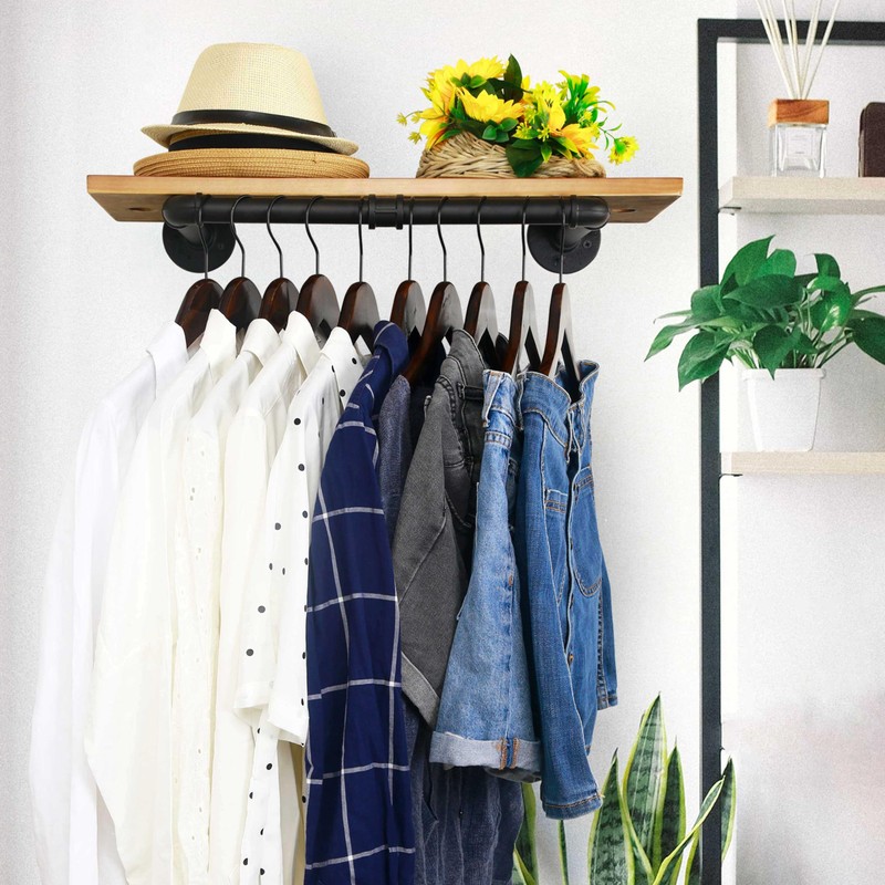 WEBI Clothing Rack Wall Mount,20" Industrial Pipe Clothes Rack for