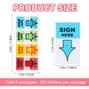6 Pack 600 Pieces Sign Here Tabs, Arrow Stickers Notary