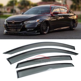 S.H. Fits for 2018-2022 Honda Accord 4 Door Sedan Black Trim Smoke Tinted Window Visors Rain Guards Deflector