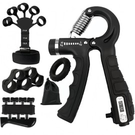 RUREO Hand Grips, Grip Training, Muscle Training Equipment, Adjustable Hand Grips, Stress Relief, Rehabilitation Equipment, Tennis, Baseball, Grip Training, 5 Different Grip Strength Training