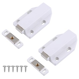 2 Pcs White Push to Open Door Catches,Spring Release Push Latch,Easy-Installed Push to Open Latch,Push-Press Push Open Door Catches,Strong Cabinet Magnetic Push Door Catches,for Kitchen,Closet