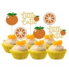 24Pcs Little Cutie Cupcake Toppers Glitter Orange Cupcake Picks Citrus
