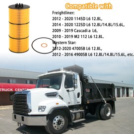 GETOPAUTO P551005 Oil/Lube Filter Compatible with 2012-2020 Freightliner Trucks & Buses 114SD 122SD 2012-2020 Western Star Trucks 4700SB 2009-2017 4900FA Replaces A4721800109 LF17511 P7505(set of 6)