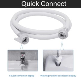 portable washing machine hoses, Suitable for Twin Tub washing machine, mini washing machine,(quick connect) (PVC, 9.84FT/3 Meters)