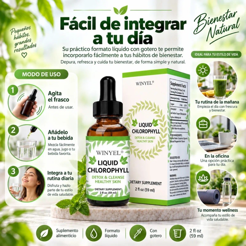 Suplemento Alimenticio De Clorofila 59 Ml Para Rutina Diaria