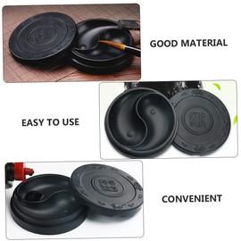 NUOBESTY Inkstone Chinese Ink Calligraphy Ink Stone Calligraphy Ink Dish Ink Wells with Lids Chinese Calligraphy Natural Japanese Ink Drawing Tool Round Student Composite Material