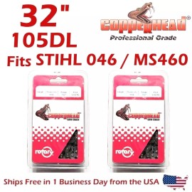 For STIHL Copperhead 2-Pack 32" PRO Chains 105DL 3/8 .050 for STIHL 046 / MS460 - 33RS-105