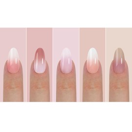 150Pcs Nude White Ombre Press on Nails Medium Almond Fake Nails In15 Sizes 3 IN 1 Soft Gel Nail Tips Pink White Gradient Glossy Reusable Acrylic Nails No Need to File False Nails for Women Manicure