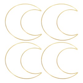 PATIKIL 8 Inch Moon Dream Catcher Rings, 4 Pcs Metal Christmas Macrame Wreath Floral Ring Hoop for Home Car DIY Craft Wedding Wall Hanging Decoration, Gold