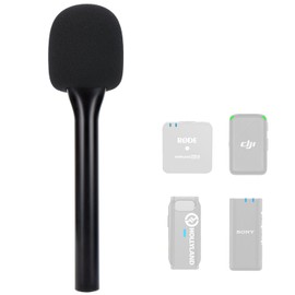 SUNMON Handheld Wireless Mic Stand for DJI Mic, Holder for Rode GO 2, Microphone Interview Handheld for DJI Mic 2, Rode Wireless Pro, Synco G1/A2, Movo and More