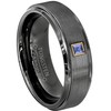 6mm Brushed Gunmetal Tungsten Carbide Wedding Band with 0.05ctw Princess