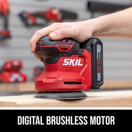 SKIL PWR CORE 20V Brushless Random Orbital Sander Kit Including 2.0Ah Battery and Charger-SR7603B-10