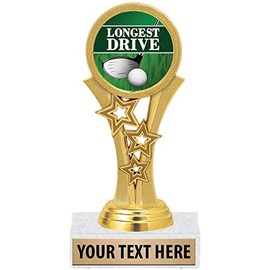 Crown Awards Golf Trophies, 5 1/2" Starbeam Golf Longest Drive Trophy, Engraving Included