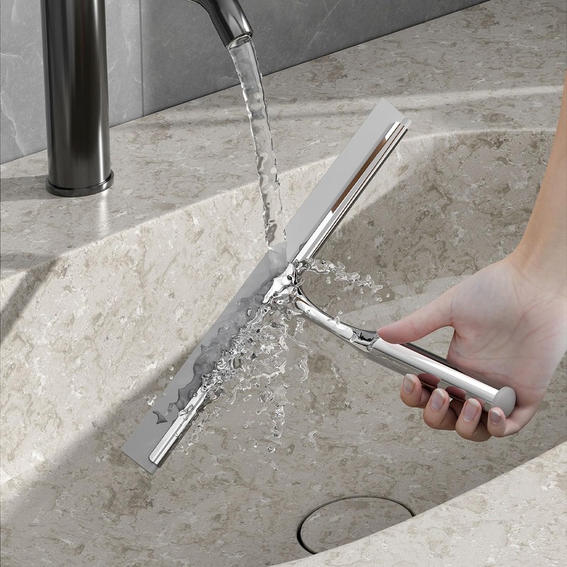 Shower Squeegee for Glass Doors, Stainless Steel Shower Squeegee for
