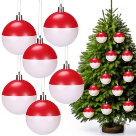 Suncalla 12 Pcs Christmas Cartoon Animation Ornaments Red and White Ornaments for Christmas Tree Cartoon Animation Ball Plastic Hanging Decoration Xmas Holiday Birthday Party Supplies