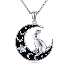 URONE Rabbit Chain Silver 925 Rabbit Pendant Necklace Rabbit Jewellery Gifts, No Gemstone