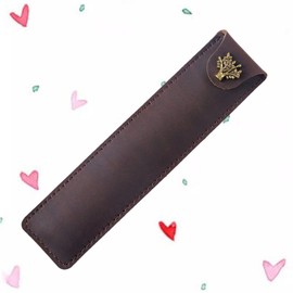 NUOBESTY Leather Pen Pouch Single Pen Case Holder Fountain Pen Pouch Soft Pen Sleeve Cover Durable Pen Case Desk Supplies (Coffee)