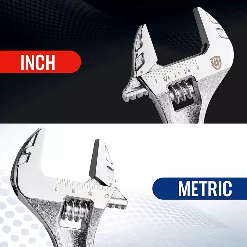 WORKPRO 8" Adjustable Wrench Cr-V Steel Mirror Polished 3/4" Jaw
