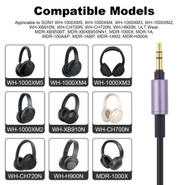Zosvoses WH-1000XM3 Spiral Audio Cable Replacement Compatible with SonyWH-1000XM6, WH-1000XM5, WH-1000XM4, WH-1000XM2, WH-XB910N, WH-CH700N, WH-H900N, MDR-XB950BT, MDR-XB950BT, MDR-XBB950BT