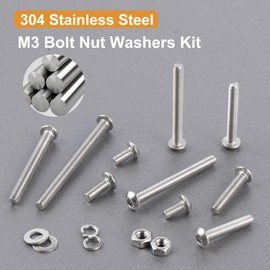 VGBUY 600pcs M3 Screw Assortment Kit, M3 Screws (8 Sizes 6-30mm) for 3D Printer DIY, Hex Button Head Cap Screws Bolts Nuts Washer Kit, 304 Stainless Steel, M3 x 6/8/10/12/16/20/25/30mm
