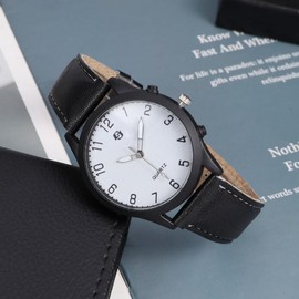 Top Plaza Quartz Analog Watch for Men Easy to Read Leather Strap Watch(Black)