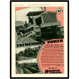 1929 Allis Chalmers New Metal Sign: Monarch Crawler Tractor 75, 50 Models