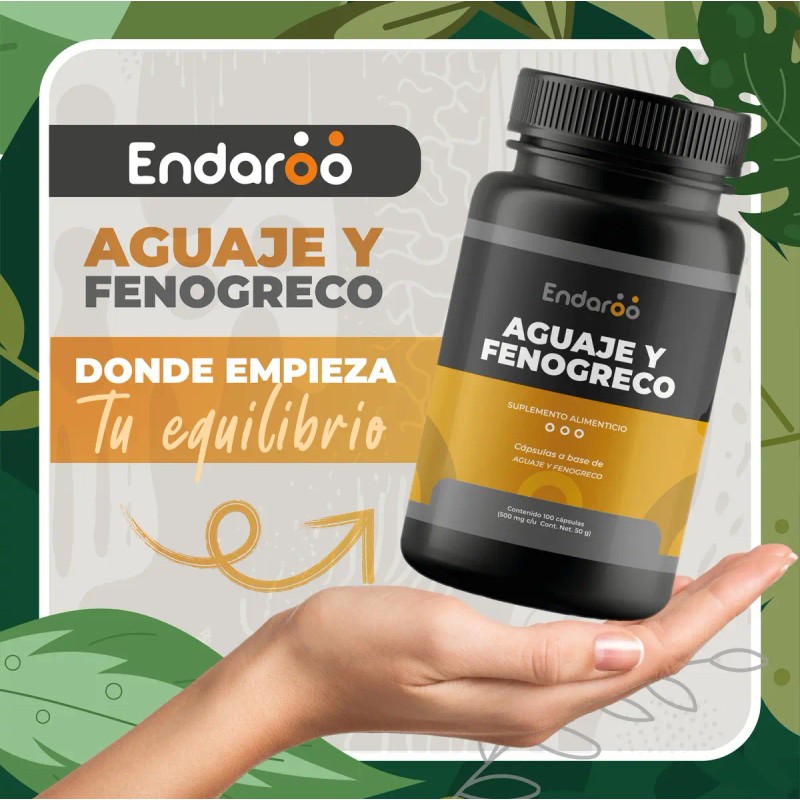 Aguaje Fenogreco Endaroo 100 Cápsulas Suplemento Alimenticio Nutricional