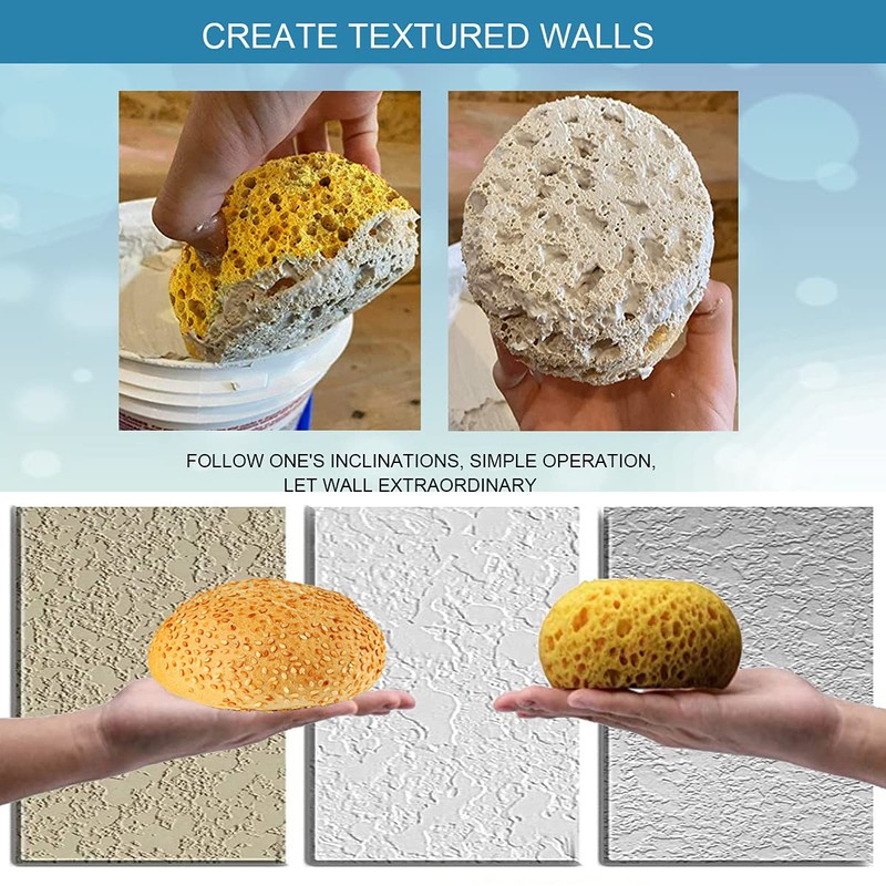 2 Pieces Knockdown Texture Sponge with 2 Pieces Scrapers for