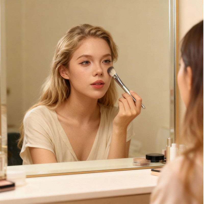 GUOXIAONIU Blush Brush for Cheeks, Blending Brush, Contour Bronzer Brush,