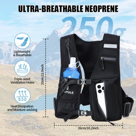 BBAIYULE Running Vest with 470ml Soft Flask, Hydration Vest, Breathable Hydration Pack, Adjustable Reflective Running Hydration Pack for Hiking Trail Cycling Marathon with 9 Pockets