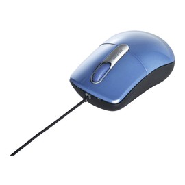 BUFFALO BSMOU27SMBL Wired Optical Mouse, Silent, 3 Buttons, Size M, Blue