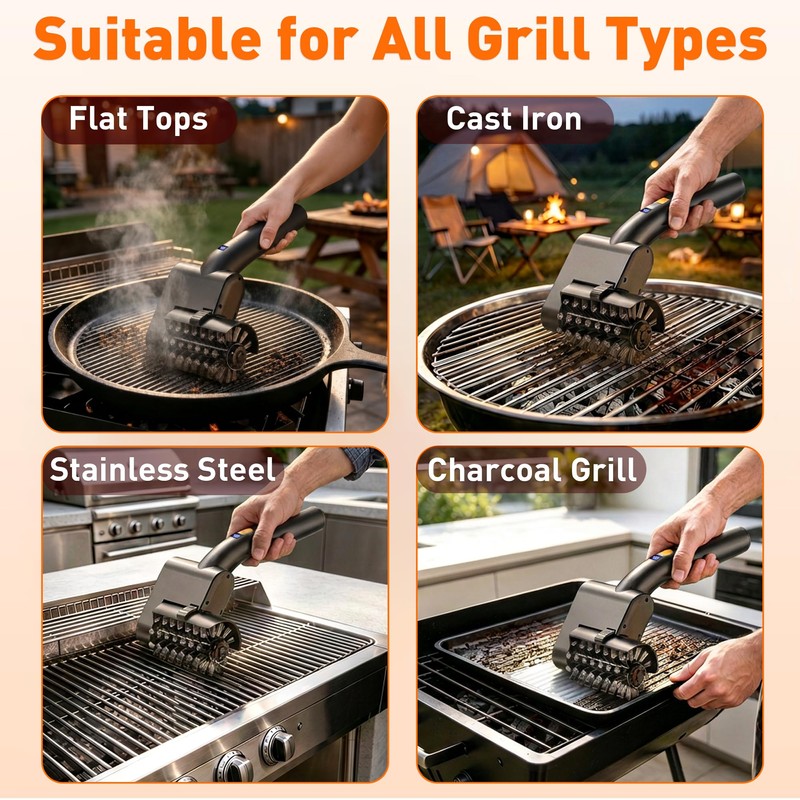 Electric Grill Brush Cordless Rechargeable Power Scrubber BBQ Grill Cleaner