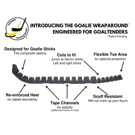 Wraparound Hockey Goalie Stick Blade Protector for Off Ice Training - Long Lasting -Cuts to Fit Junior, Senior Sticks - Hockey Training Equipment, Accessories, Gear (Goalie, 1 Pack)