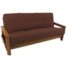 Blazing Needles Solid Twill Full Size Futon Covers in Burgundy-8" Full - 8" Full