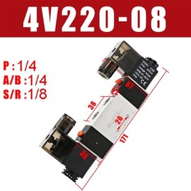 JVOZBZMWZ Solenoid Valve 220V Pneumatic 4V220-08 Air 5 Way 2 Position 1/4quot; Coil Alloy Internal DC 12V Electric DC 24V AC 110V 1Pcs (Color : 4v220-08, Size : AC 110V)