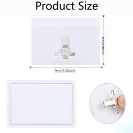 Namensschildhalter mit Clip und Anstecknadel, wasserdichter Kunststoff-Ausweishalter, transparenter Kunststoff, horizontale Ausweishalter für Konferenzen, Büro, Veranstaltungen, Schule, 9 x 5,5 cm, 12