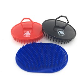 G.B.S Gents Scalp Massager for Hair Growth - 3 Pack Premium Soft Bristle Head Scrubber with Pocket Comb - Black Red Blue Hair Brush Set for Men Women