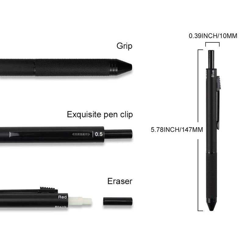 smttw 4 in1 Multi-Function Refillable & Retractable Ballpoint Pen +