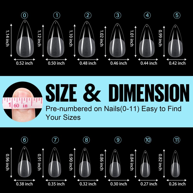 TOMICCA Artificial Nail Tips for Gel Nails Gel Nails Stiletto