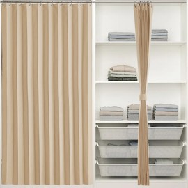 RYB HOME Closet Curtain Set with Hooks, Blackout Pleated Doorway Curtains for Kitchen Laundry Door, Accordion Style Folding Room Divider Window Blinds for Office Bathroom, W 50 x L 80, Grey, 1 Panel