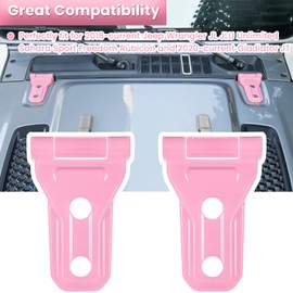 Front Engine Hood Hinge Cover Trim Exterior Accessories Decoration for 2018-2024 Jeep Wrangler JL JLU Unlimited Sports Freedom Sahara Rubicon Gladiator JT 2-Door & 4-Door (Pink 2PCS)