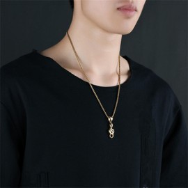 Music Note Pendant Necklace Stainless Steel Dainty Charm Musical Symbol Treble Clef Lightweight Chain Necklace for Men Women Minimalist Music Lovers Musician Birthday Christmas Party Fashion Jewelry Gifts (Gold)