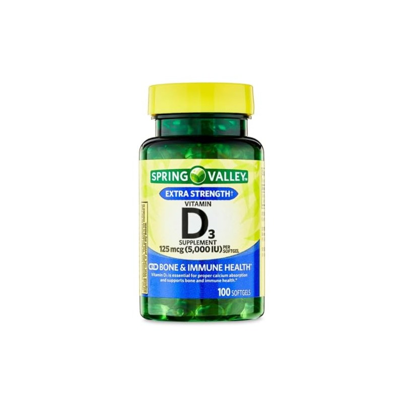 Vitamina D3 5000IU Extra Fuerte, 100 mini cápsulas Spvalley