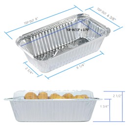 BBQMFG Disposable Loaf Pan with Lid for Baking - 1.5 Lb Disposable Bread Pans - Meatloaf Pans – 50 Aluminum Foil Pans and 50 Clear Lids - Perfect for Baking Cakes, Bread, Meatloaf…
