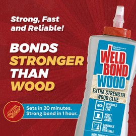 Extra Strength Wood Glue for Woodworking, Furniture Repair, Crafts, Carpentry, or DIY Projects. Non-Toxic, Heavy Duty, Water Clean-up, Sandable, Paintable & Invisible Glue Line, 4 Pack - 14.2 Bottle.