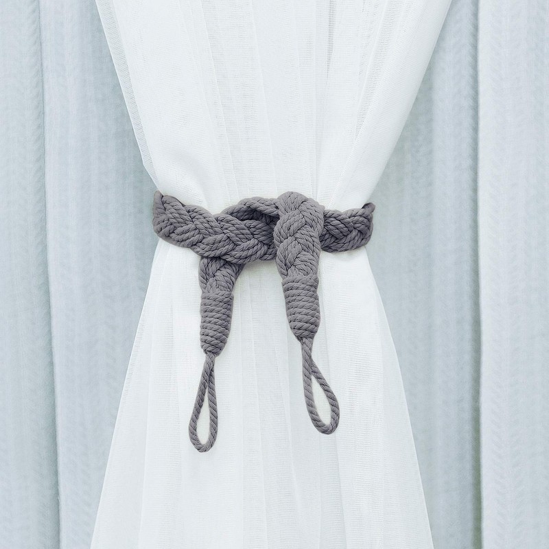 Set of 2 Lewondr Curtain Tiebacks Braid Rope Tiebacks Easy