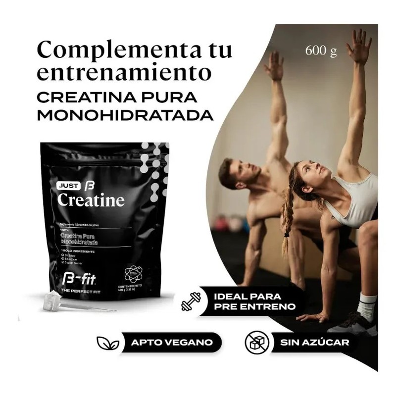 Creatina Monohidratada Pura en Polvo B-Fit 600g - 120 Servicios